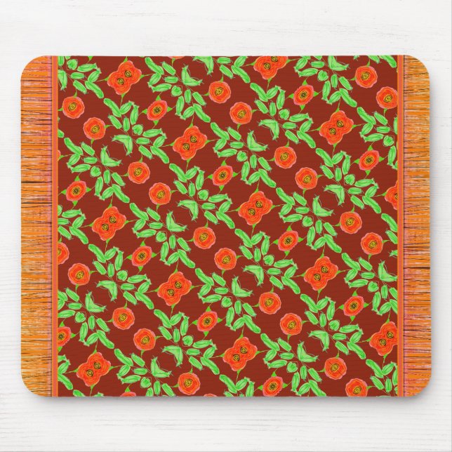 Sweet Orange Flowered Mouse Rug Pad (Front)