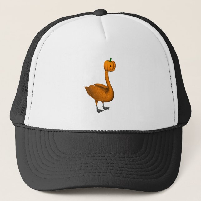 Sweet Orange Halloween Swan Trucker Hat (Front)