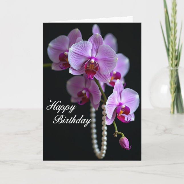Sweet Orchid Birthday Card (Front)