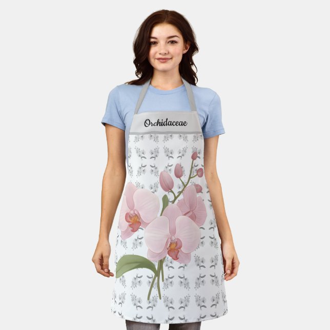 Sweet Orchidaceae Floral Mother’s Day Gift Apron (Worn)