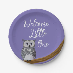 Sweet Owelet Paper Plate in Dark Purple 