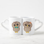 Sweet Owl Couple Coffee Mug Set<br><div class="desc">Adorable illustration of two brown owls.</div>