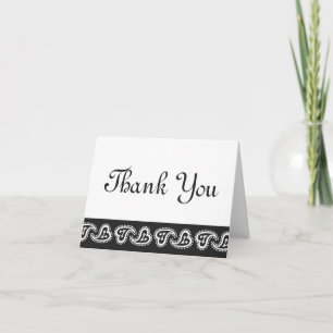 Sweet Paisley Hearts in Black Thank You Card