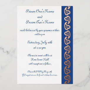 Sweet Paisley Hearts in Blue Foil Invitation