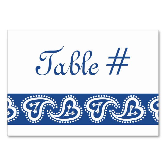 Sweet Paisley Hearts in Blue Table Card (Front)
