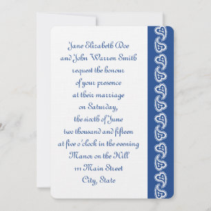 Sweet Paisley Hearts in Blue Wedding Invitation