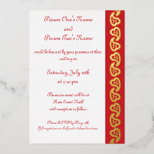 Sweet Paisley Hearts in Cherry Foil Invitation