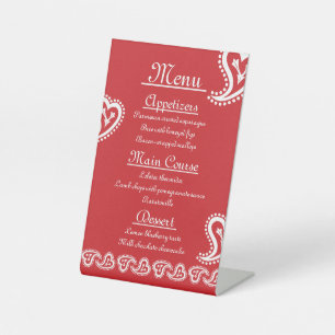 Sweet Paisley Hearts in Cherry Pedestal Sign