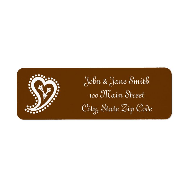 Sweet Paisley Hearts in Chocolate Address Label (Front)