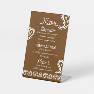 Sweet Paisley Hearts in Chocolate Pedestal Sign