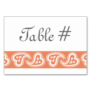 Sweet Paisley Hearts in Coral Table Card