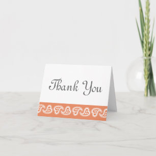 Sweet Paisley Hearts in Coral Thank You Card