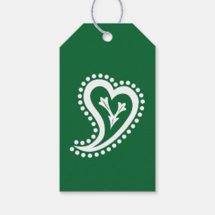 Sweet Paisley Hearts in Green Gift Tag