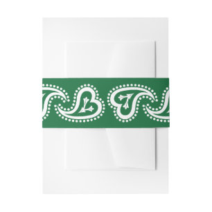 Sweet Paisley Hearts in Green Invite Belly Band Invitation Belly Band