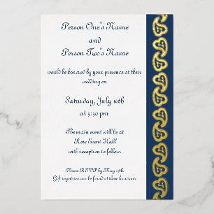 Sweet Paisley Hearts in Navy Foil Invitation