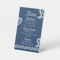 Sweet Paisley Hearts in Navy Pedestal Sign