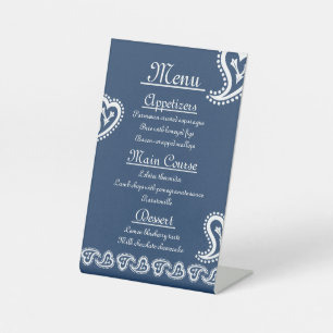 Sweet Paisley Hearts in Navy Pedestal Sign