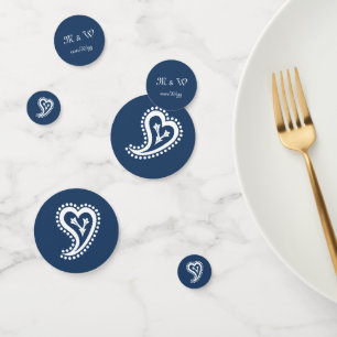 Sweet Paisley Hearts in Navy Table Confetti