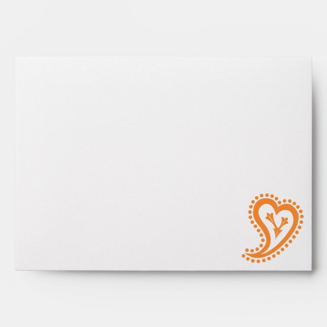 Sweet Paisley Hearts in Orange Envelopes (Front)