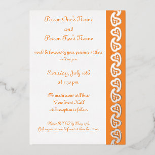 Sweet Paisley Hearts in Orange Foil Invitation