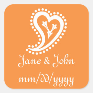 Sweet Paisley Hearts in Orange Sticker