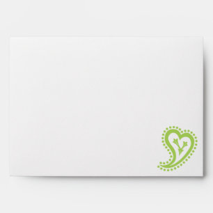 Sweet Paisley Hearts in Peridot Envelopes