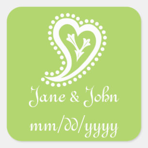 Sweet Paisley Hearts in Peridot Sticker