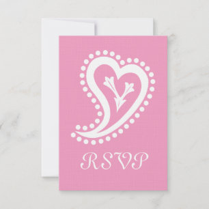 Sweet Paisley Hearts in Petal Pink RSVP Card