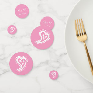 Sweet Paisley Hearts in Petal Pink Table Confetti