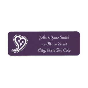 Sweet Paisley Hearts in Purple Address Label