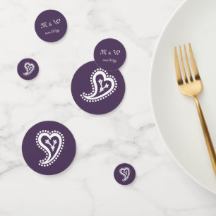 Sweet Paisley Hearts in Purple Table Confetti