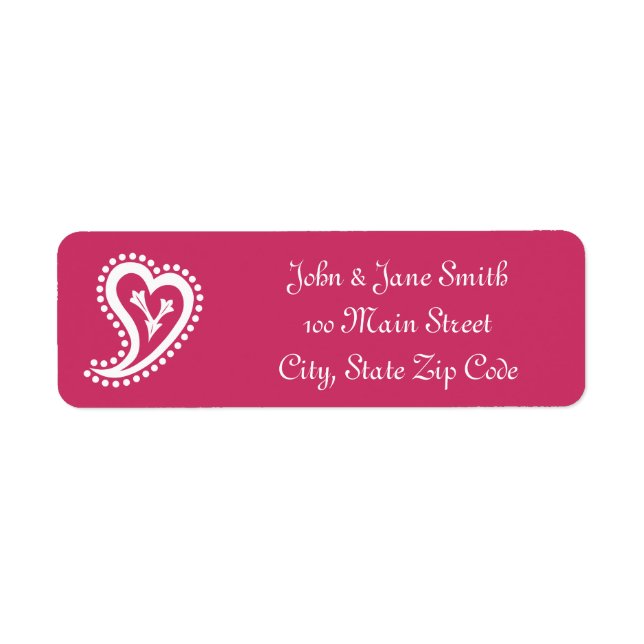 Sweet Paisley Hearts in Raspberry Address Label (Front)