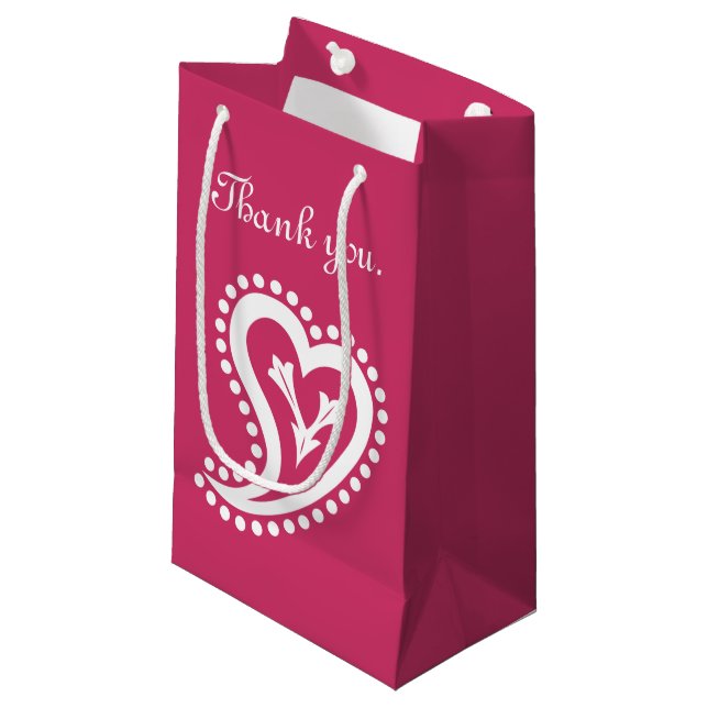 Sweet Paisley Hearts in Raspberry Gift Bag (Front Angled)