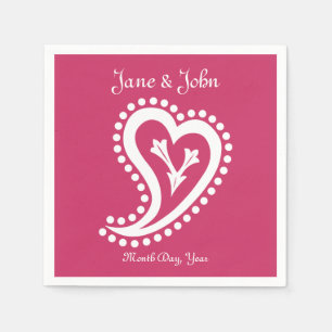 Sweet Paisley Hearts in Raspberry Napkins