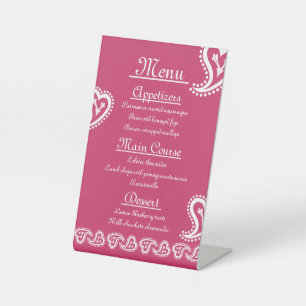 Sweet Paisley Hearts in Raspberry Pedestal Sign