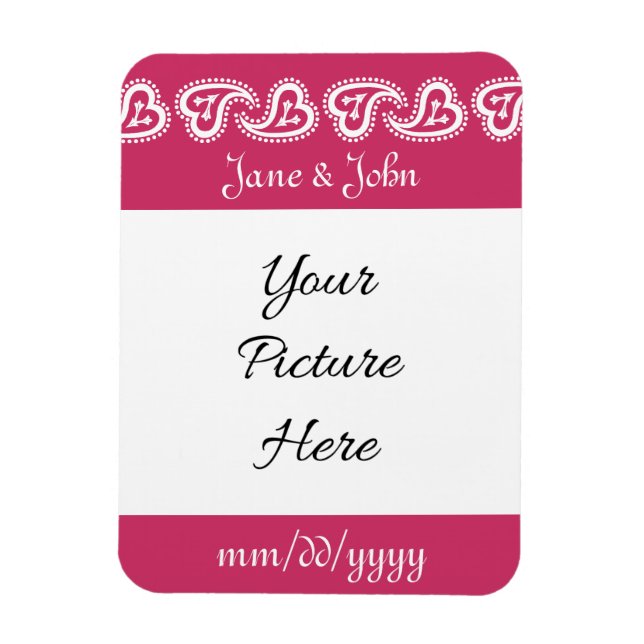 Sweet Paisley Hearts in Raspberry Reminder Magnet (Vertical)