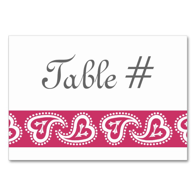 Sweet Paisley Hearts in Raspberry Table Card (Front)