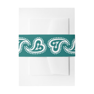 Sweet Paisley Hearts in Teal Invitation Belly Band