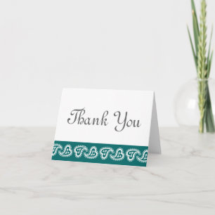 Sweet Paisley Hearts in Teal Thank You Card
