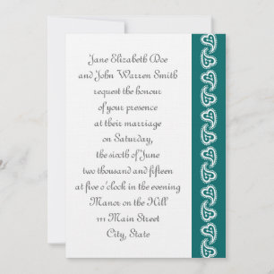 Sweet Paisley Hearts in Teal Wedding Invitation