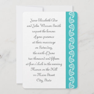 Sweet Paisley Hearts in Turquoise Event Invitation