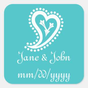 Sweet Paisley Hearts in Turquoise Sticker