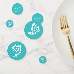 Sweet Paisley Hearts in Turquoise Table Confetti