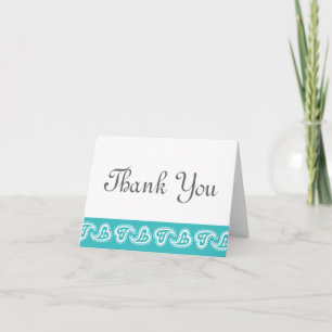 Sweet Paisley Hearts in Turquoise Thank You Card