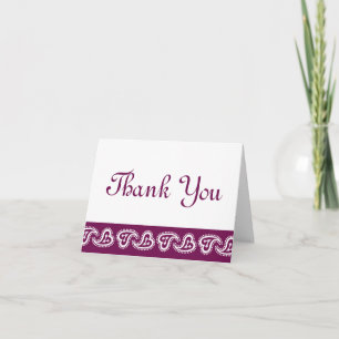 Sweet Paisley Hearts in Wine Thank You Card