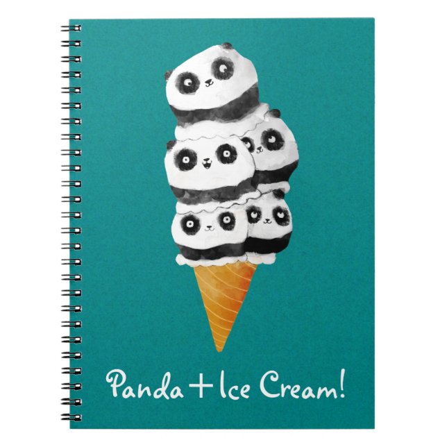 Sweet Panda Bear Ice Cream Cone Notebook (Front)