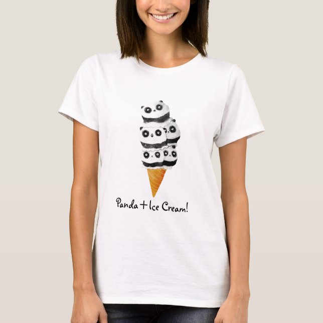 Sweet Panda Bear Ice Cream Cone T-Shirt (Front)