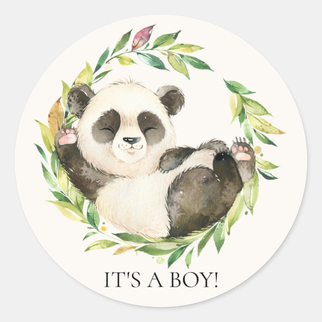 Sweet Panda Bear It' a Boy Favour Sticker (Front)