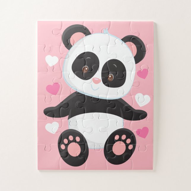 Sweet Panda Bear Love Kids Jigsaw Puzzle (Vertical)