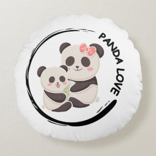Sweet Panda Family Round Cushion